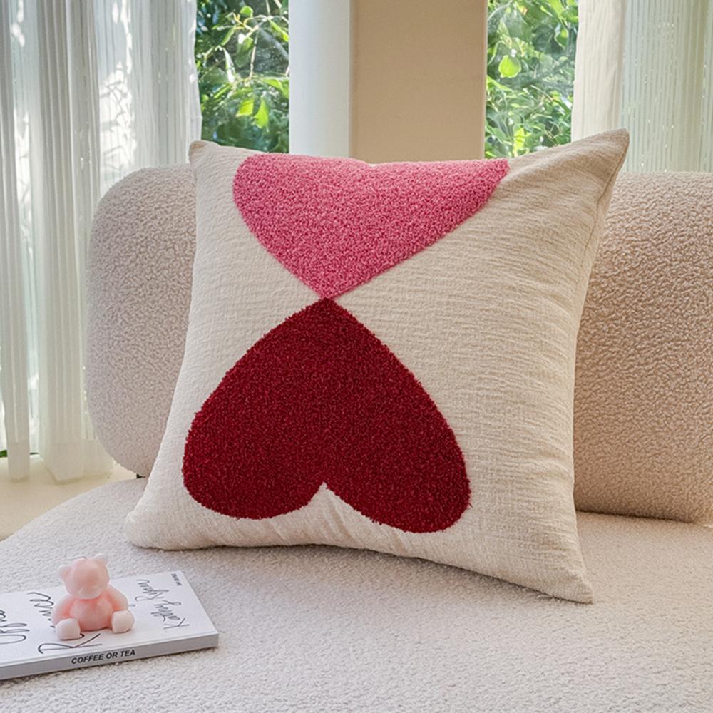 Thickened Chenille Embroidered Throw Pillowcase Cojines Heart-Shaped Valentine's Day Sofa Cushion Cover Headboard Pillow Covers