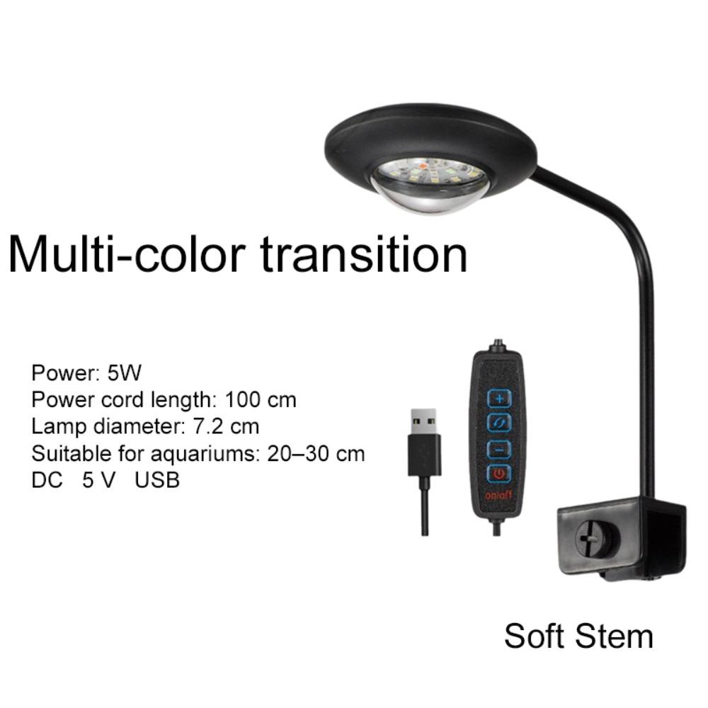 Full Spectrum Fish Tank Clip Lamp Adjustable Brightness Flexible Stem Aquatic Plant Grow Light Color-changing Eye-friendly