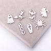 3PCs Stainless Steel Halloween Charms Ghost Bat Spider Witch Tombstone Metal Pendants For Diy Jewelry Making Finding Accessories