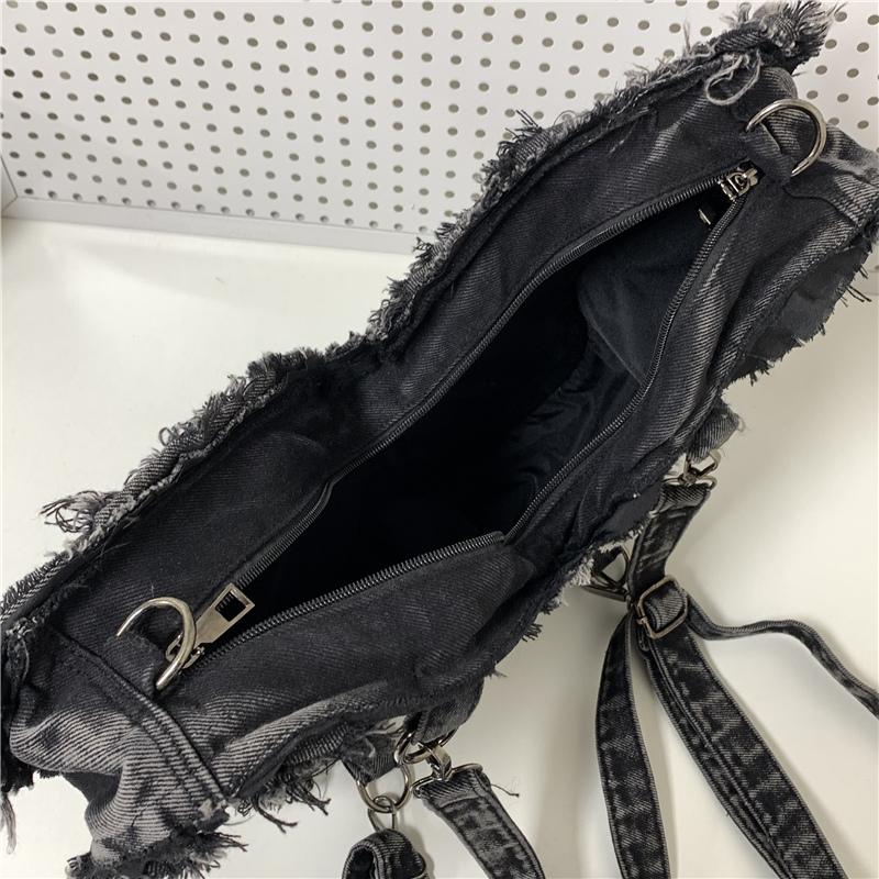 Bestickter Schmetterling Denim Rucksack Damen Schulter Crossbody Tasche