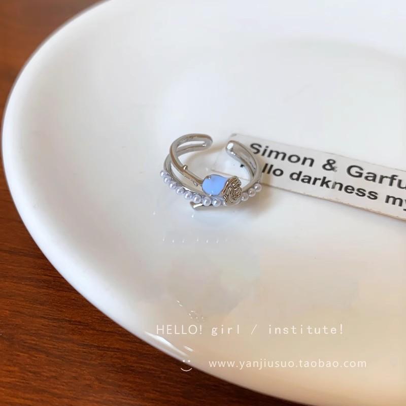 Wind Pearl Zircon Butterfly Ring Female Niche High-end Sense Light Luxury Couple Pair Ring Temperament Open Ring