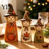 Solid Wood Seasonal Centerpiece 3Pcs Rustic Wooden Halloween Cat Tabletop Decor, Farmhouse Black Figurine Indoor Party Supplies with Witch Hat, Autumn