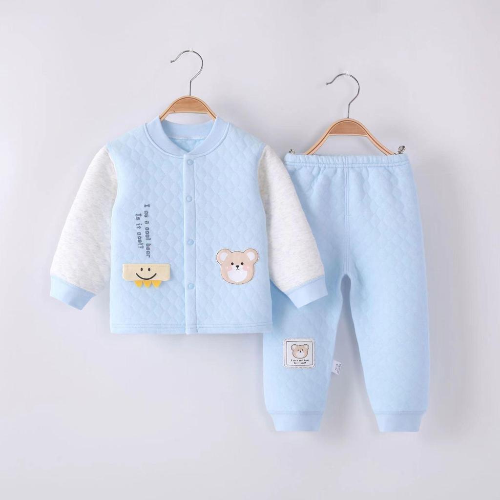 Class A Baby Clothes: Three-Layer Cardigan & Boneless Split Underwear Set for Boys and Girls - Perfect for Spring, Autumn, and Winter