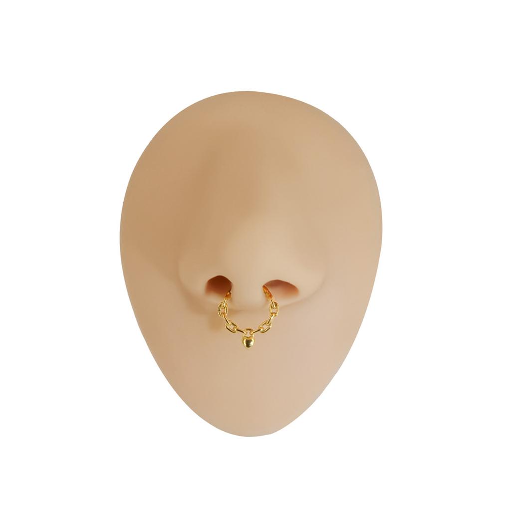 Surgical Steel Nose Rings Hoop Heart Chain Designs Septum Jewelry for Women and Girls 8/10MM In Gold or Silver
