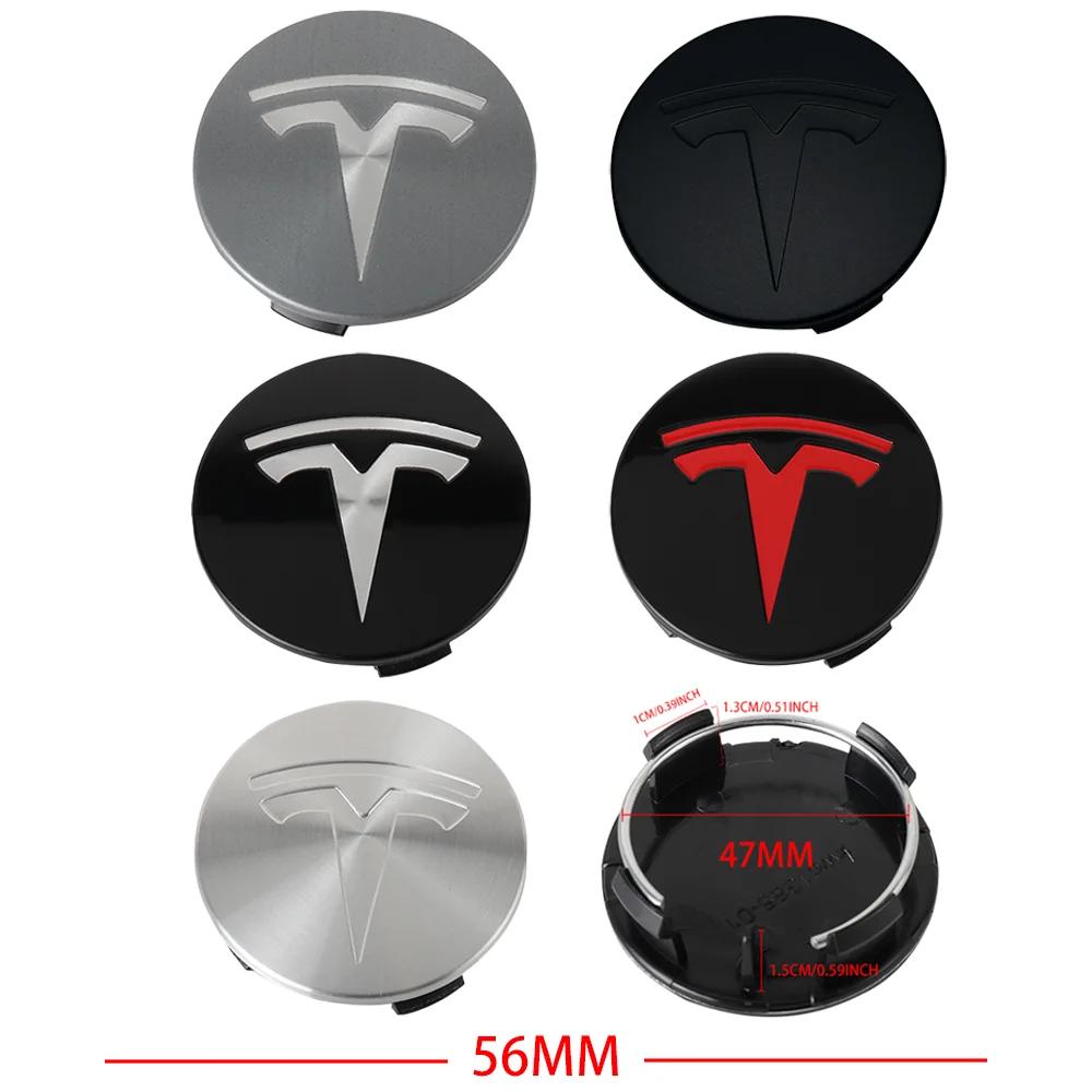 Car Sticker Tesla 4PCS 56mm Car Vehicle Wheel Hub Center Cap Cover Decals Sticker Badge Auto Accessories For Tesla Model 3 Model