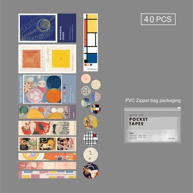 4 Designs 40Pcs/lot Vintage Sights Simple Stripe Pocket Tape Deco Stickers Scrapbooking Bullet Journal Deco Stickers
