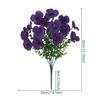 Plastic Artificial Pansy Flowers 7 Fork Reusable Fake Flowers Eucalyptus Leaves Tricolor Violet Faux Pansy Flowers Wedding Party