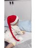 Infant Christmas Knit Photography Hat - Red Long-Tail Styling for Newborn and Children's Photos