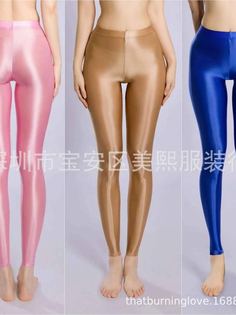 Große Größe Dünn Durchscheinend Glänzend Leggings Yoga Bodybuilding Hose Sexy Schlank Heiß Sexy Damenhose Neue Hose Hft4