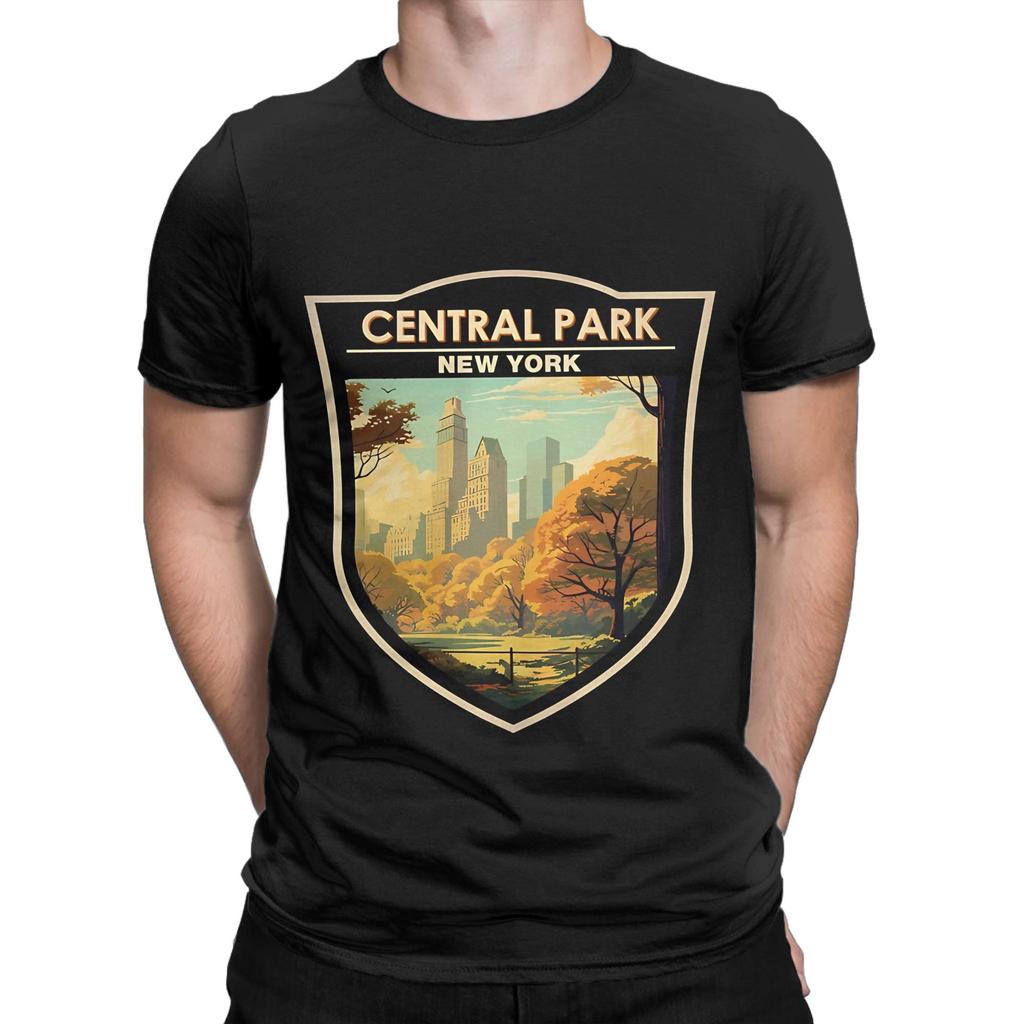 Central Park Travel Art Badge Graphic 100 Cotton TShirt central park season 3 Tops Tees For Unisex