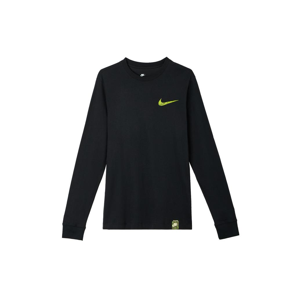 Nike Letter Logo Pattern Round Neck Long Sleeve T-Shirt Men Tops Black FZ7957-010
