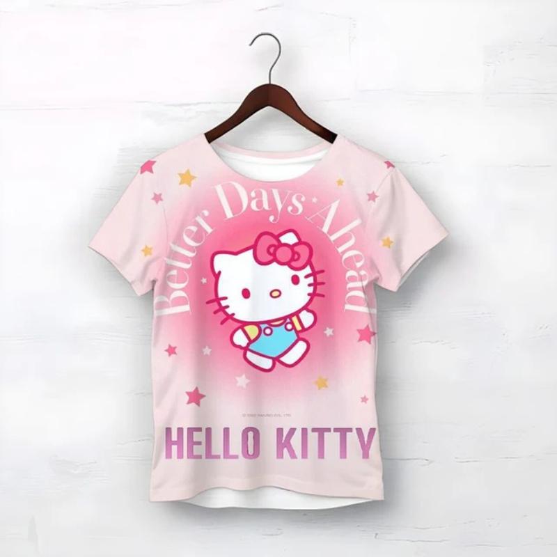 ForYourBeauty Children's Cartoon Hello Kitty Printed Cute Tie Dye Multi-color T-shirts Girls Fashionable Soft Comfortable T-shirt 170
