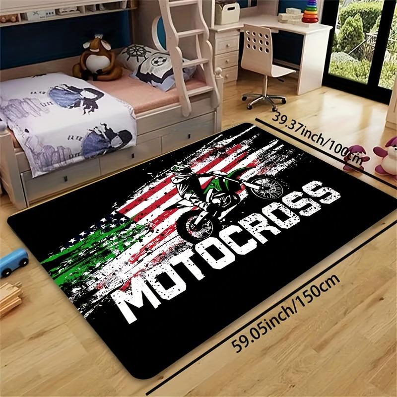 1pc/8Mm Motorcycle Off-Road Race E-Sports Room Carpet, Laundry Room Mat, Bathroom Rug, Kitchen Mat, Living Room Carpet, Bedroom Rug, Indoor