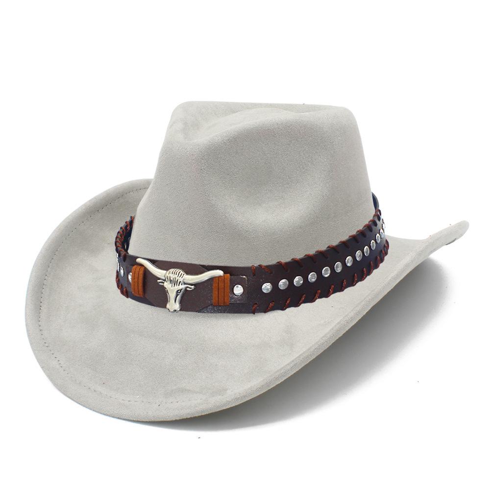 Fashion Classic Suede Equestrian Hat Men's and Women's Outdoor Travel Beach Vacation Visor Bent-brimmed Western Cowboy Hat