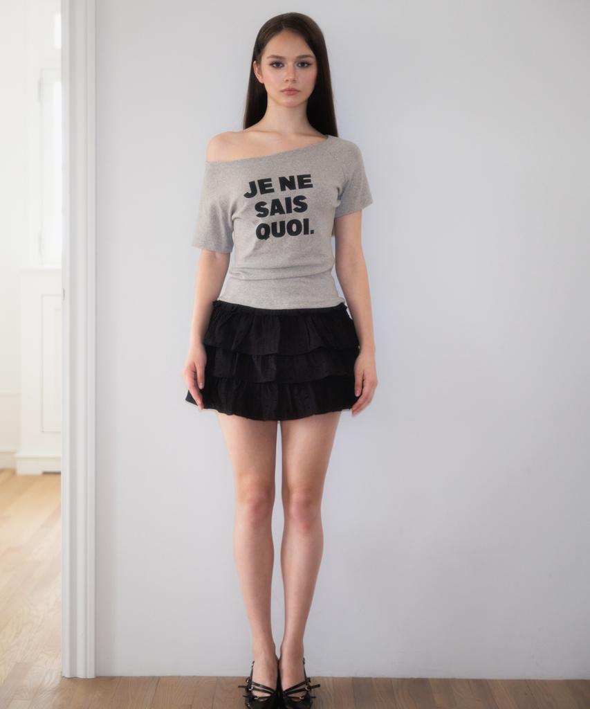 ROSEFRANTZ Minimal French Lettering T-Shirt [Gray]