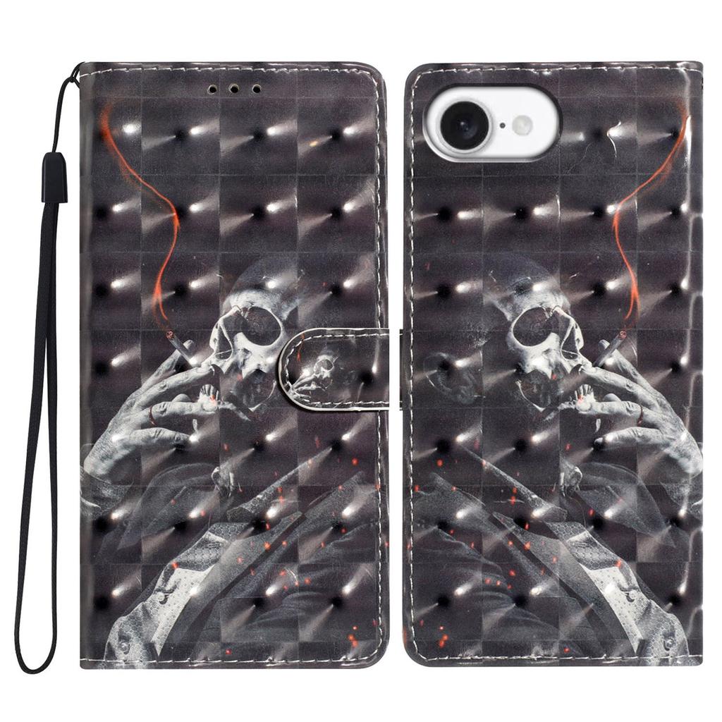 For iPhone 16e Case PU Leather Wallet Phone Cover 3D Pattern Printing