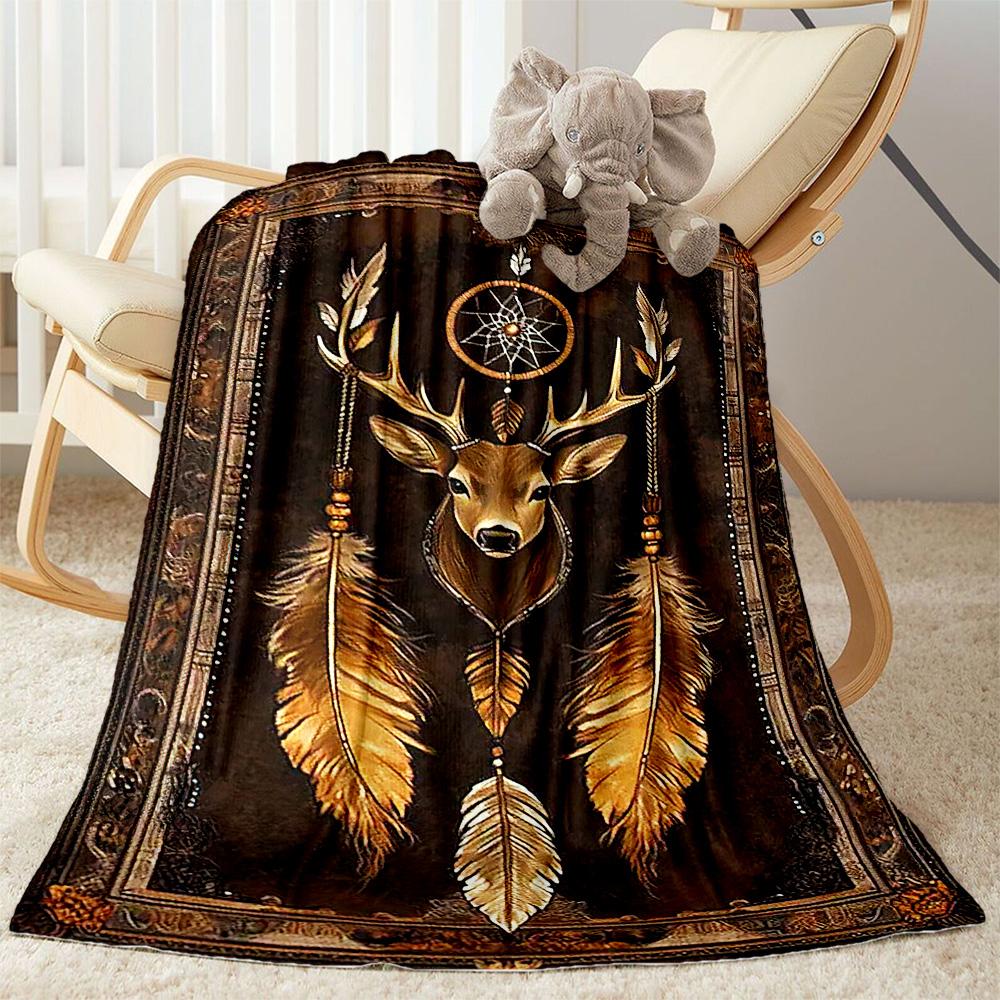 Deer Blanket Ultra-Soft Perfect for Chair Couch Sofa Four Seasons Universal Modern Style Gifts For Family Or Friends