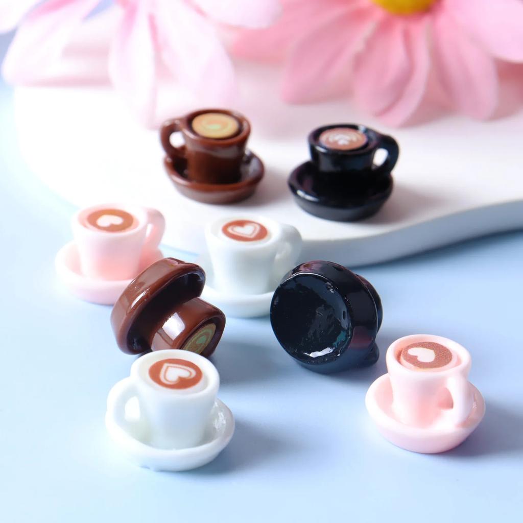 8pcs Cute Multi Color Small Coffee Cups Charm 3D Resin Beverage Cups Earrings Pendant Necklace Keychain DIY Jewelry Make