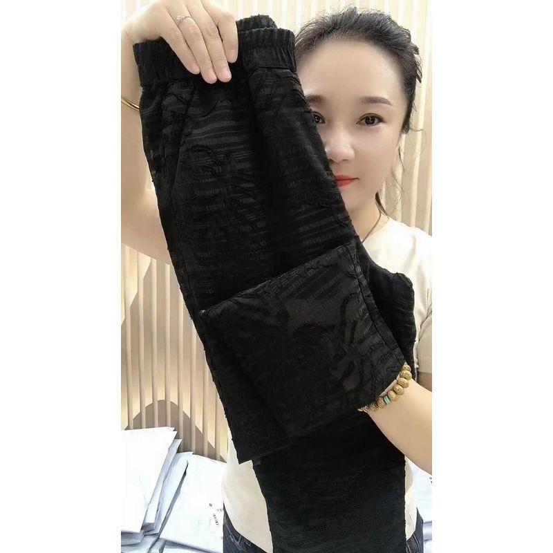 

Атласные укороченные брюки с вырезами Легче всего сочетать Стройнящие Повседневные Кружево Black XL