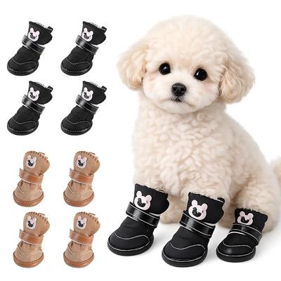 Modische Rutschfeste Warme Hundeschuhe Warme Wasserdichte Hundeschneestiefel Weiche Haustierkatzenschuhe Haustierhund Katze