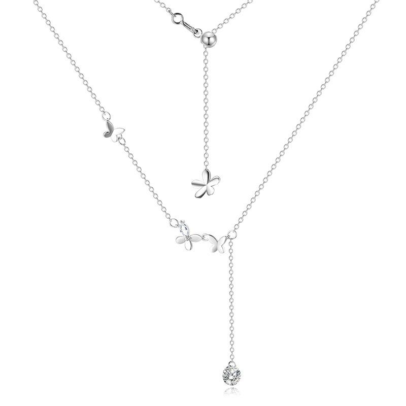 Decorated with Tassel Butterfly Necklace, Female Tassel Collarbone Chain, New Year's Light Luxury and Niche Feeling