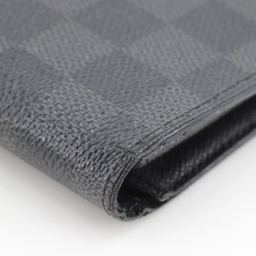 Louis Vuitton Brazza Portefeuille Purse N62665 Black Damier Grafitto Canvas Mens Used