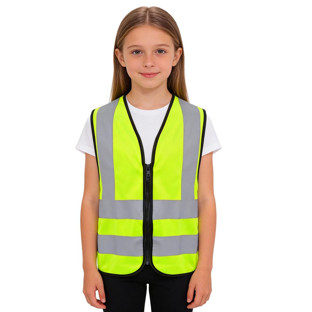 Unisex Dětská Reflexní Bezpečnostní Vesta Bez Rukávů Vysoká Viditelnost Zip Vestička Kostým pro Venkovní Aktivity