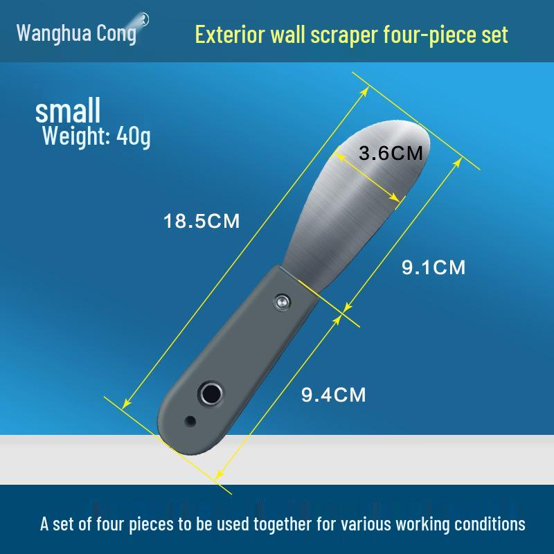 Exterior Wall Scraper and Adhesive Applicator for Grouting, Sealing, Trimming, and Leveling Windows and Doors.