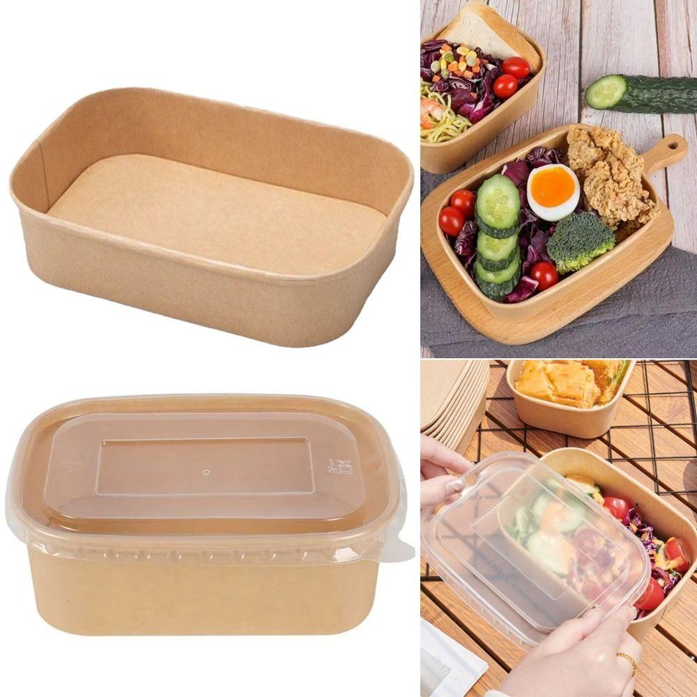 10PCS/Set Square Kraft Paper Lunch Box Paper Food Packing Box Disposable Lunch Box  Household