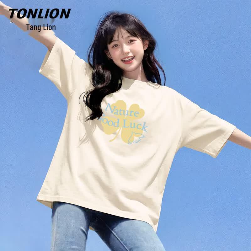 Женская футболка TonLion из чистого хлопка с четырехлистником XL