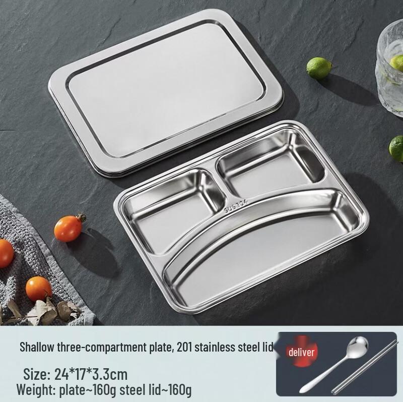 Ruhan 304 Stainless Steel Divided Kids Dinner Plate