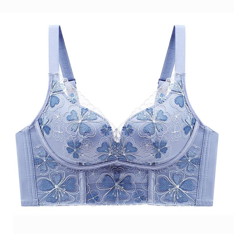 

Taxol bra lace no steel ring gathering hole cup adjustment type 32/70ab through cup небесно-голубой
