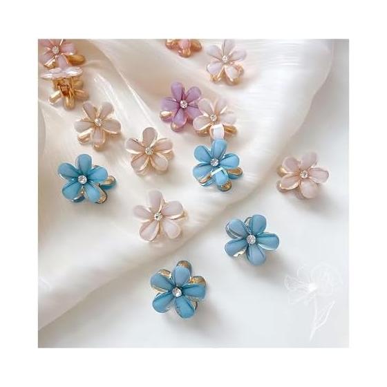 Mini Flower Hair Clips (Set of 10) - Cute Floral Hair Accessories for Ponytails, Buns, and Hairstyles - Fashionable & Practical for Daily Wear,
