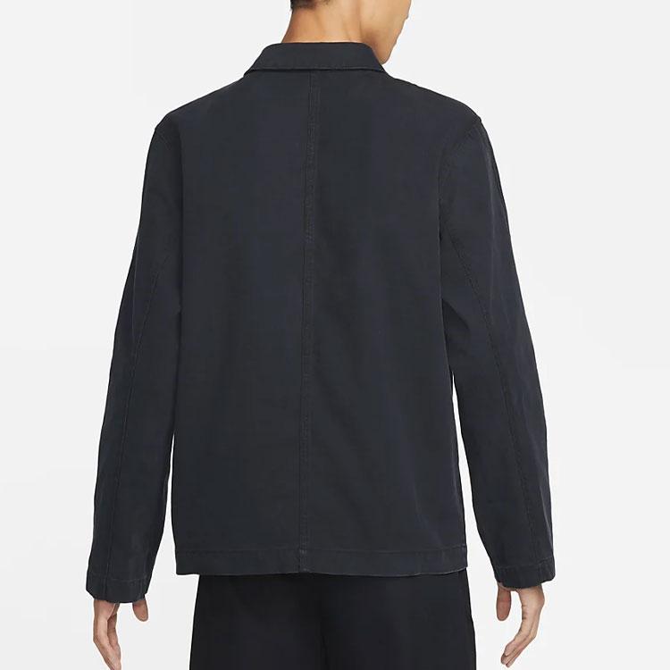 Nike Solid Color Large Pocket Collared Jacket Men Outerwear Black DQ5185-010