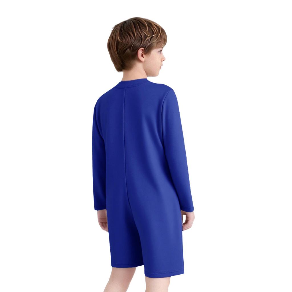 Combinaison Adaptative Unisex pour Enfants Col Rond Manches Longues Boutons-Pression à l'Entrejambe Couleur Unie Besoins Spéciaux
