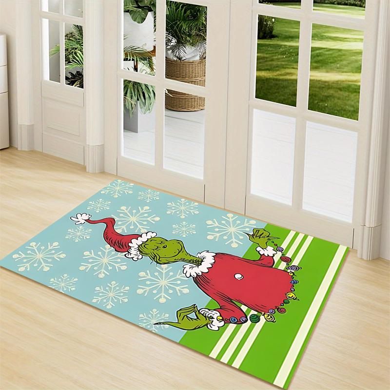 Christmas Grinch Snowflakes Carpet Rug Soft Washable Antislip Home Living Room Sofa Mats Personalized Christmas Rug