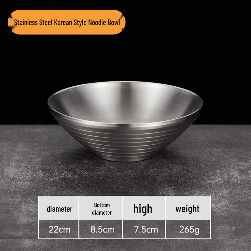 Korean Double-Layer Stainless Steel Noodle & Soup Bowl