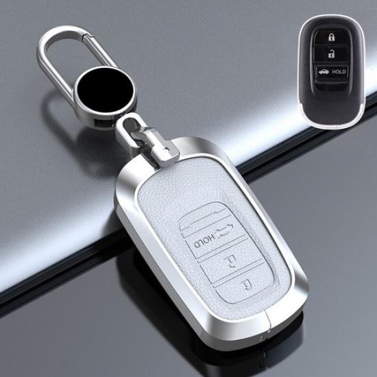 Zinc Alloy Leather Car Remote Key Fob Case Cover For Honda Civic Vezel Accord