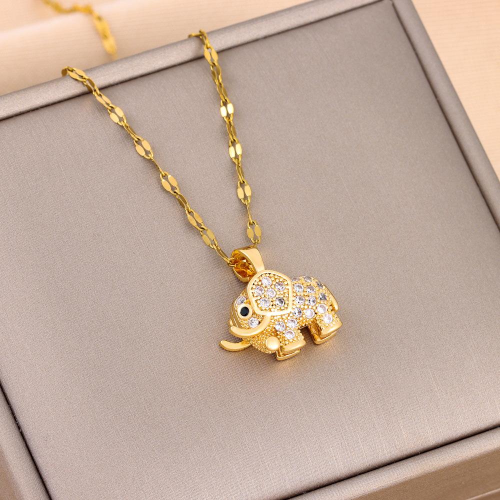 Cute Auspicious Elephant Pendant Necklace, Titanium Steel Necklace, Women'S Non Fading Simple Fashion Pendant Necklace, Daily Party Jewelry