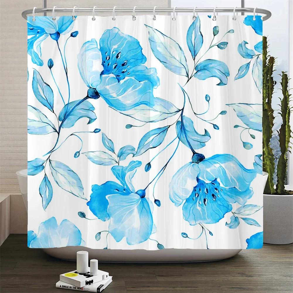 Stunning Watercolor Trees Print Water-resistant Shower Curtain with Artistic Design and Soft Colors for Vibrant Bathroom Decor