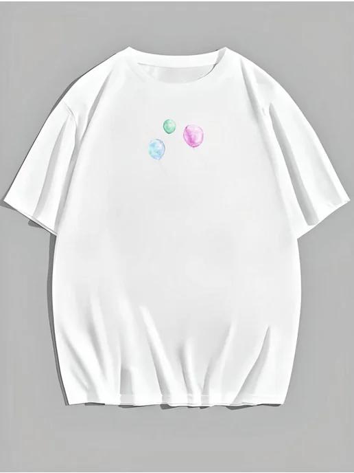 Oversized T-shirt with a watercolor print L