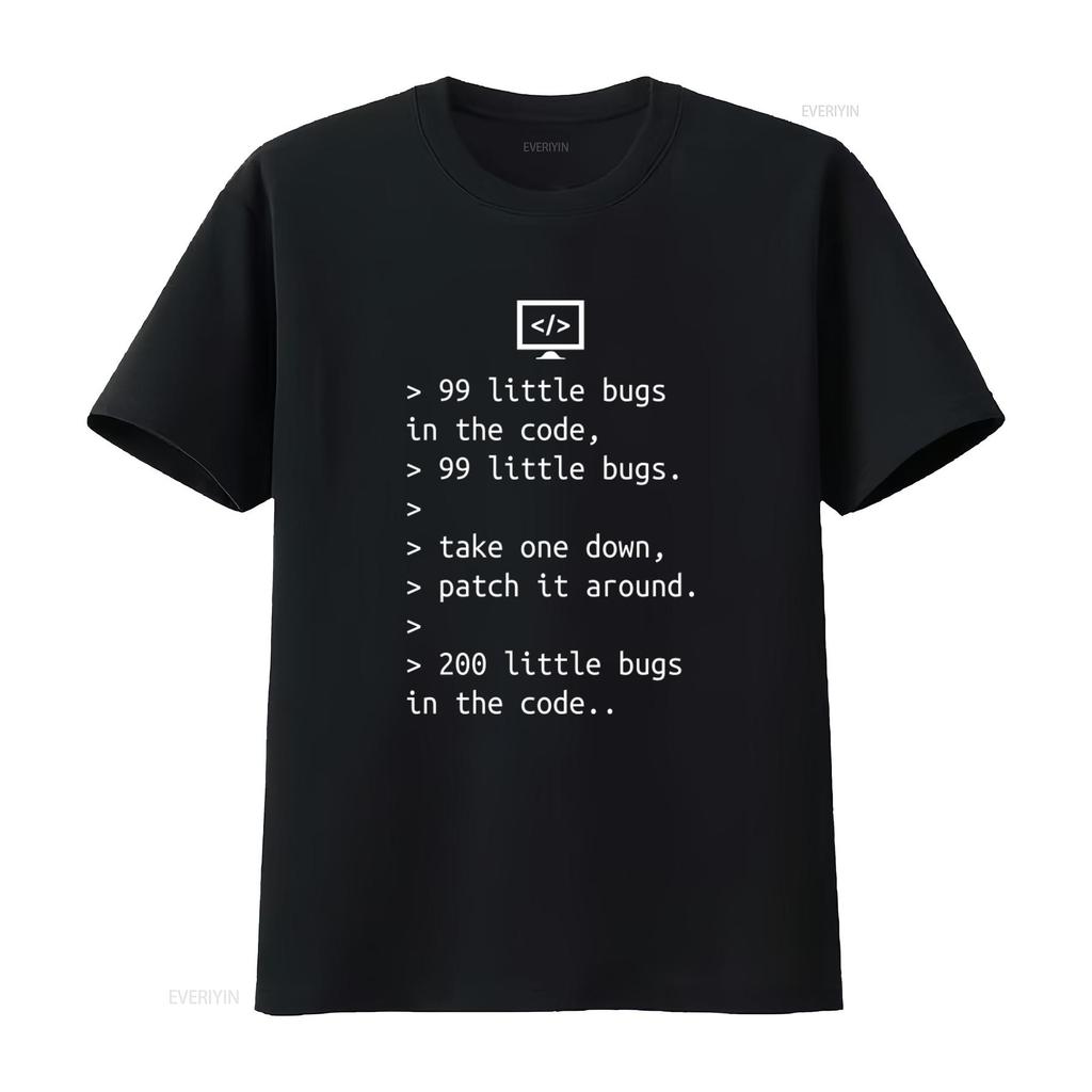 99 Little Bugs In the Code Programmer Coding Funny T Shirt M2048 Vintage Washed Streetwear Fashion Designer Clothes Unisex