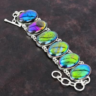 Braccialetto in labradorite Rainbow Mystic Fire Braccialetto in argento sterling 925 con pietre preziose vere Gioielli fatti a mano Braccialetto a catena regolabile Regalo per la moglie