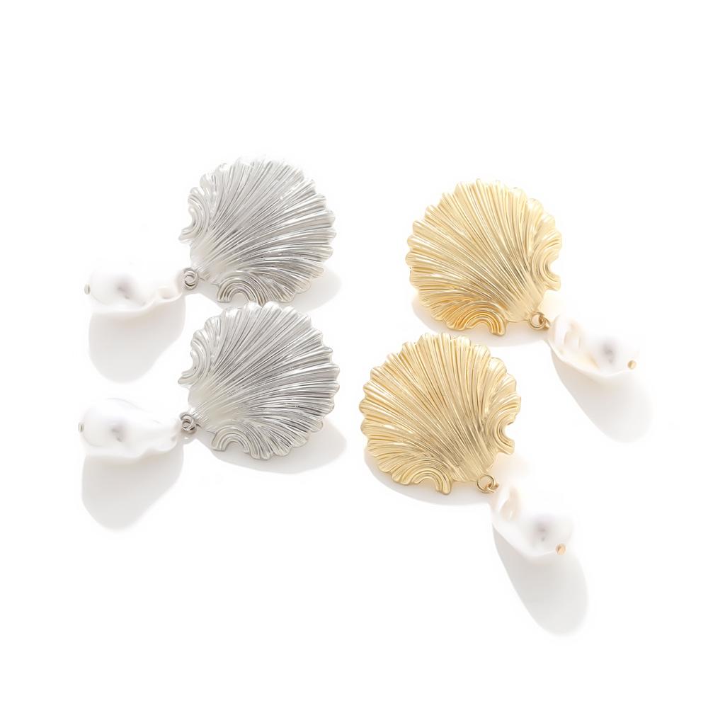 Digadagu Shell Imitation Pearl Dangle Earrings Metal Sea Animal Earrings New Women's Classic Jewelry AccessoriesZAA