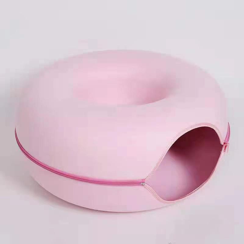 Donut Tunnel Style Felt Cat Bed - Breathable, Removable, Washable, All-Season Use