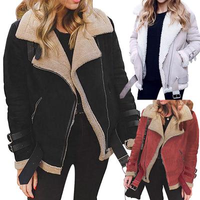Winter Deer Skin Velvet Lamb Wool Coat Women's Lapel Cotton Coat