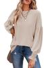 Women's tops, autumn and winter new round neck pleated lantern sleeve women's long European and American T-shirt