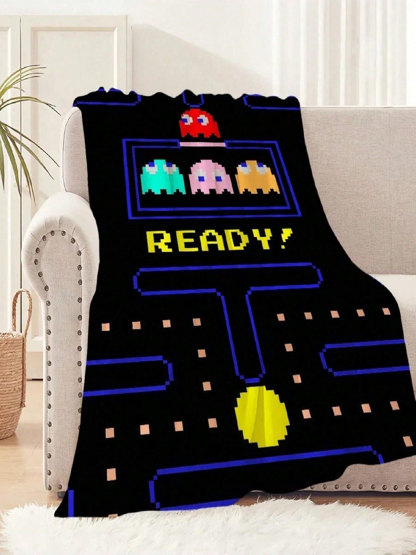 

Cool Game P-Pac M-Man Cute Blanket Soft Comfortable Nap Plush Suitable For Iiving Room Office Bedroom Birthday Home Gift 75X95CM сірий колір