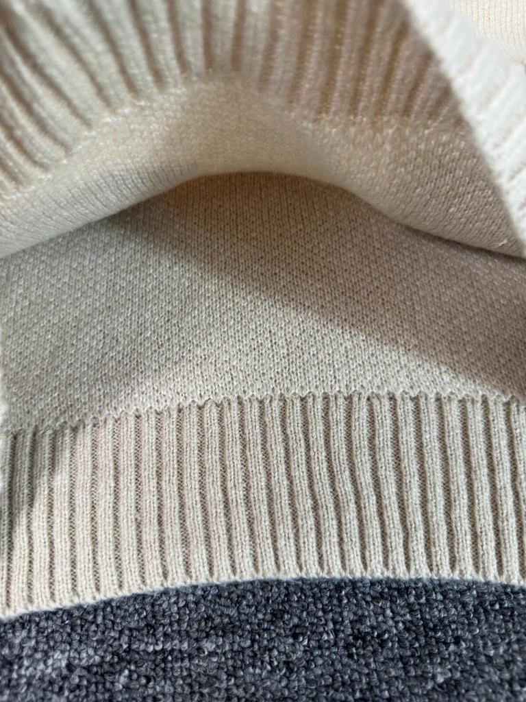 Pulover Tricotat Corteiz Alcatraz Unisex Bej cu Guler de Blană