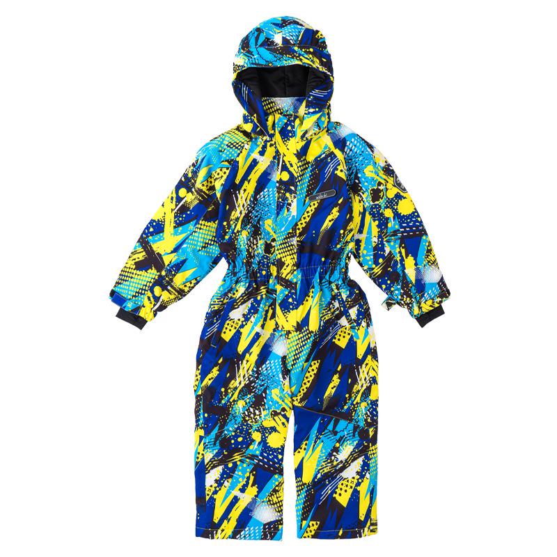 Oddivski Unisex Children's Cartoon Ski Suit - Warm, Waterproof, Windproof One-Piece for Indoor Skiing.